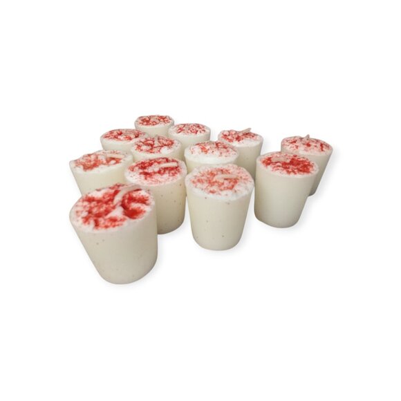 White Barn Candy Cane Red & White Wax Votive Candles Lot of 12 NWT - Picture 3 of 6